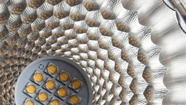 Honeycomb optic shows how PerfectAccents increases the total light output without consuming more energy.
