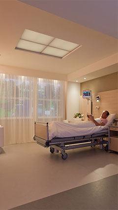 Healwell light transforming the patient room to get a completely different atmosphere