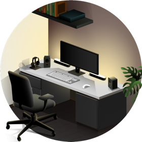 Home office & gaming lighting illustration